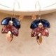 Swarovski crystal leaf earrings, wedding earrings, bridesmaid gift, rhinestone leaf earrings, rhinestone earrings, navy blue, rose gold
