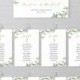 Greenery Wedding Seating Cards Template - Watercolor Greenery and White Flowers Individual Seating Chart Sign - Printable, Editable GWF23