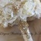 HYDRANGEA Bouquet, Off white and Gold JEWELED Bouquet, Custom Silk Flower Bouquet, Mixed Flower Bouquet, ROMANTIC Bouquet, Deposit Only