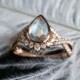 Moonstone engagement ring Rose gold engagement ring Women Wedding Diamond/Moissanite Vintage Pear shaped Twisted Bridal Jewelry Gift for her