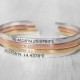 Thin Custom Coordinates Cuff Bracelets - Coordinates Bracelets - Personalized Latitude Longitude Jewelry - Skinny Silver Cuffs #PB03