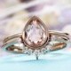 Morganite Engagement Ring Vintage Rose Gold Diamond Wedding ring set Women Bridal Jewelry Pear Shaped Cut Stacking Alternative Anniversary