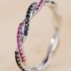 Ruby Wedding Bands Women Sapphire Twisted Shaped Infinity White Gold Stacking Matching Band Bridal Promise Anniversary Gift for Her