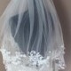 Bridal Wedding Veil With Comb Lace Applique Edge 2 Tiers