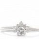 Diamond Engagement Ring,White Gold Diamond Ring, Cluster Half Diamond Ring, Diamond Halo Ring,14k Solid Gold Engagement Ring