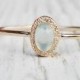 Rose Gold Chalcedony Ring, Aqua Chalcedony, Dainty Gold Ring With Hidden Heart, Solitairy Gemstone Ring, Handmade