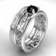 Black diamond engagement set, filigree ring, diamond wedding band, black diamond ring, gothic, trinity, wedding set, black engagement