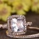 VS Pink Morganite engagement ring set Marquise diamond wedding band bridal ring set 2pcs 14k rose gold 7mm princess cut morganite ring