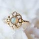14K 18K Gold Fire Opal Flower Ring Art Deco Diamond Engagement Promise Ring Rose White Gold Platinum wedding Anniversary Ring gift