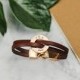 Leather brown bracelet with custom engraving for couple