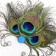 Blue Peacock Feather Fascinator - Bridesmaid Hair Accessory - Feather Head Piece - Hair Clip - Girls Dance Costume