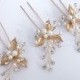 Hair pins 3 Gold hair pins Gold hairpiece Gold headpiece Crystal pins Bridesmaids hair pins Brides hair piece Bridal hair accessories