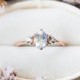 Moonstone sapphire three stone 14k gold engagement ring, moonstone engagement ring, alternative bridal, moonstone rose gold ring, fantasy