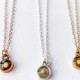 Mini mustard seed necklace in gold, rose gold and silver