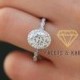 Oval Engagement Ring, Halo Wedding Ring Art Deco Engagement Ring Vintage Wedding Ring, 2 Carat Oval Bridal Ring 14k White, Yellow, Rose Gold