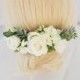 Artificial white floral bridal hairpieces-Veil hair accessories-Bridal hair comb-Country style ivory headpieces-White flower hair comb