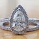 1 1/2 Carat Pear Engagement Ring Set, Diamond Engagement Rings Set, Pear Halo Ring