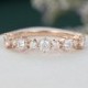 Moissanite wedding band women rose gold vintage wedding band stacking matching ring Delicate eternity band Anniversary Gift for her Unique