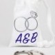 Personalised Wedding Rings Bag -  100% Cotton - Empty - Great Wedding Gift - Personalized with Bride & Groom's Initials