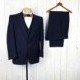 Vintage 80s Three Piece Suit Navy Blue Stripe 40R 40 Regular Jacket Waistcoat Vest 34x30 Pleated Trousers Pants Retro Wedding Prom Wear