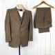 Vintage 60s Three Piece Suit Brown Stripe 36S 36 Short Jacket Waistcoat Vest 33x26.5 Flat Front Trousers Pants Retro Wedding Prom Wear