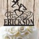 Buck and Doe Heart and Infinity Silhouette Mr And Mrs Surname Wedding Cake Topper #CTG010 Made In USA