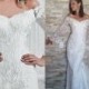 Mina - Satin Lace Sheath Wedding Dress /Off Shoulder /Corset