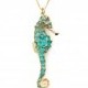 Seahorse Necklace, Gold Plated Pendant, Polymer Clay Jewelry, Turquoise Necklace, Unique Gift, Nautical Necklace, Birthday Gift for Her