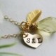 Personalized initial,Heart,Gold Leaf,Custom Birthstone,Stamped Necklace,Bridesmaid,Anniversary,Wedding Party Gift