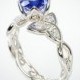 14k White Gold Celtic Trinity Knot Wedding Ring set with Blue Sapphire and Diamonds 