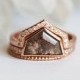 Alternative Diamond Engagement Set, Geometric Diamond Ring, Grey Rose Cut Diamond Ring