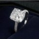 5CT Cushion Cut Moissanite Engagement Ring, 14K/18K Solid Gold w/ Natural Diamonds, Cushion Eternity Ring 5 Carats Moissanite