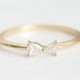 Pisces Ring, Gold Fish Ring, Two Diamond Ring, Diamond Cluster Ring with Pear Diamond and Trillion Diamond