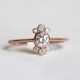 Round Diamond Ring, 14k or 18k Solid Gold 0.25 Carat GIA Diamond in Bezel Setting, Dainty Crown Cluster