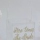 Clear Flower Girl Basket Acrylic Wedding Here Comes The Bride Glitter Gold Calligraphy Modern Simplistic Plastic Glass Look (BBND20181)