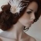 Rose Gold  Bridal  Hair comb, Rose Gold  Vintage Style Brooch, Rose Gold Rhinestone Gatsby Hair Piece, Feather Headpiece for Wedding, Hair