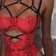 Red lingerie set, see through lingerie, sexy lingerie, sheer lingerie, erotic lingerie, lace lingerie, bridal lingerie, harness lingerie