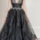 Black tulle and lace evening gown, black wedding dress, black wedding gown, black prom dress, red carpet dress