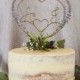 Lilac Lavender Heart Wedding Cake Topper