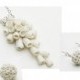 Set White Pendant Earring Ring Floral Pendant Polymer Clay Flower White Necklace White Coral Imitation Pendant Ring For Women