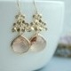 Champagne Peach Earrings, Gold Champagne Flower Earrings, Bridesmaids Gift, Mothers Day, Cherry Blossom Dangle Earrings, Wife Valentine Gift