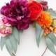 Frida Kahlo flower headband, colorful flower crown, large flower headpiece, tropical flower crown