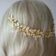 Wedding Headpiece Boho, Gold Leaf Hair Piece,Wedding Headpiece, Leaf Headband, Wedding Hair Vine Wedding Tiara Bohemian Headpiece- Aurelia