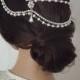 Pearls and Crystals Flower Waterdrop Headpiece. Bridal Vintage Headpiece, Wedding Headchain, Boho Headpiece, Bridal Headchain.