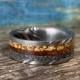 Damascus Steel Ring - Men's Wedding Band - Meteorite and Dinosaur Bone Ring - Wood Ring for Men