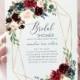 Fall Bridal Shower Invitation, Template, Autumn Floral Bridal Shower Invite, Instant Download DIY Printable Editable Wedding Card  LDC-BUR