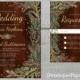 Elegant Rustic Winter Wedding Invitation,Evergreen Branch,Red Berries,Barn Wood,Gold Print,Shimmery,Printed Invitation,Wedding Set,Envelopes