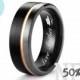 8mm Black Tungsten Carbide Ring Grey&Black Satin Finish with Rose Gold Inlay, Free Personalized Engrave Supported, Gift Wrapped