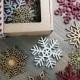 Set of Wood snowflakes Christmas tree decorations