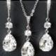 Crystal Bridal Jewelry Set, Swarovski Crystal Earring&Necklace Set, Clear Rhinestone Silver Jewelry Wedding Set, Bridesmaids Bridal Jewelry
